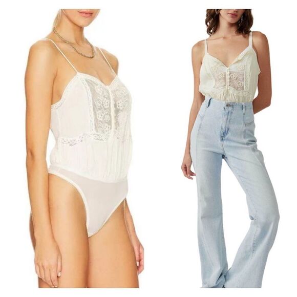 NWOT Free People Still The One Bodysuit in Cream XS - Picture 1 of 11